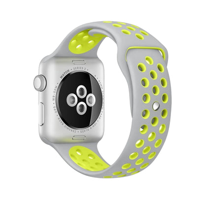 For Apple Watch Series 10 42mm / 9&8&7 41mm / SE 3&SE 2&6&SE&5&4 40mm / 3&2&1 38mm Fashionable Classical Silicone Sport Watch Band(Grey White), WA1230A, WA1230B, WA1230BG, WA1230BH, WA1230BL, WA1230BM, WA1230BR, WA1230BY, WA1230C, WA1230D, WA1230DW    ...