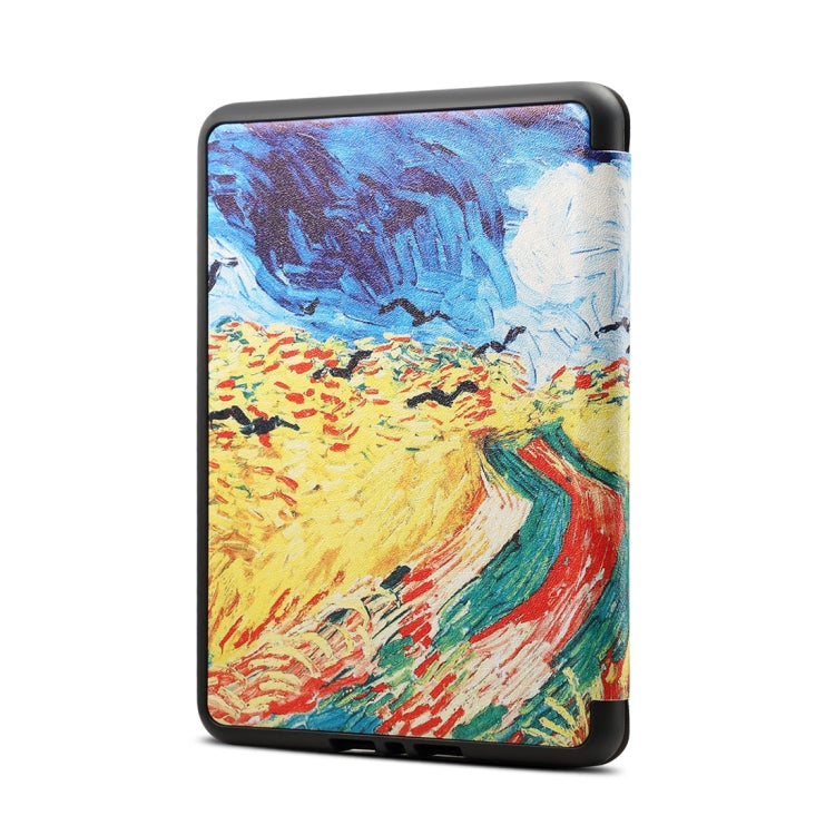 Funda protectora de piel sintética y TPU con diseño de pintura al óleo de Van Gogh para Amazon Kindle Paperwhite 4 (2018), con función de suspensión y activación.