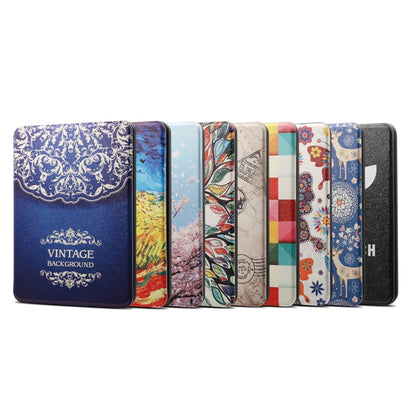 Funda protectora de piel sintética con tapa horizontal y diseño de flores de enredadera para Amazon Kindle Paperwhite 4 (2018), con función de suspensión y activación.