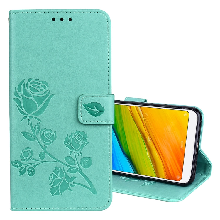 Funda de piel sintética con tapa horizontal, diseño ecológico, con relieve rosa, ranuras para tarjetas y billetera para Xiaomi Redmi 5 Plus