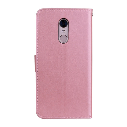 Funda de piel sintética con tapa horizontal, diseño ecológico, con relieve rosa, ranuras para tarjetas y billetera para Xiaomi Redmi 5 Plus