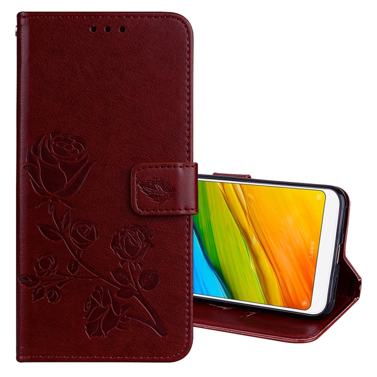 Funda de piel sintética con tapa horizontal, diseño ecológico, con relieve rosa, ranuras para tarjetas y billetera para Xiaomi Redmi 5 Plus