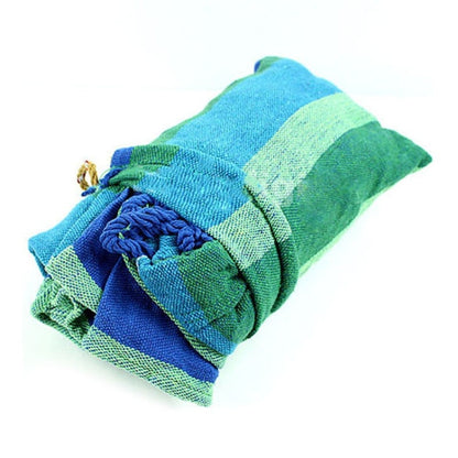 Stripe Outdoor Canvas Hammock Dual People Widening Swing Bed, Size: 190cm x 150cm, 190cm x 150cm (Blue), 190cm x 150cm (Red+Yellow), 200 x 150cm (Blue+Yellow)