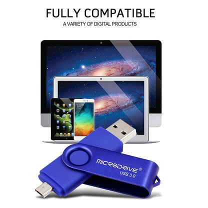 MicroDrive 16GB USB 3.0 Android Phone & Computer Dual-use Rotary Metal U Disk, 16GB