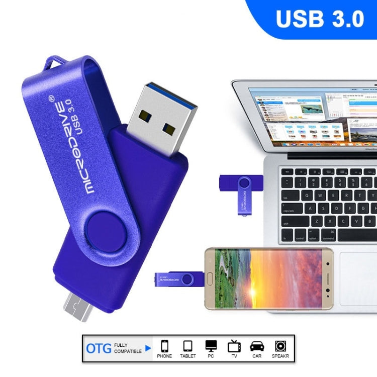 MicroDrive 16GB USB 3.0 Android Phone & Computer Dual-use Rotary Metal U Disk, 16GB