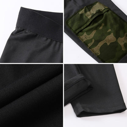 Camouflage Pocket Training Running Fast Dry High Elastic Sports Casual Tights (Color:Black Camouflage Green Size:S), S, M, L, XL, XXL