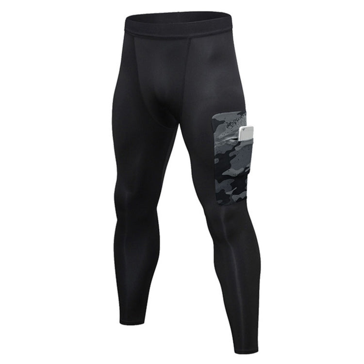 Camouflage Pocket Training Running Fast Dry High Elastic Sports Casual Tights (Color:Black Camouflage Green Size:S), S, M, L, XL, XXL