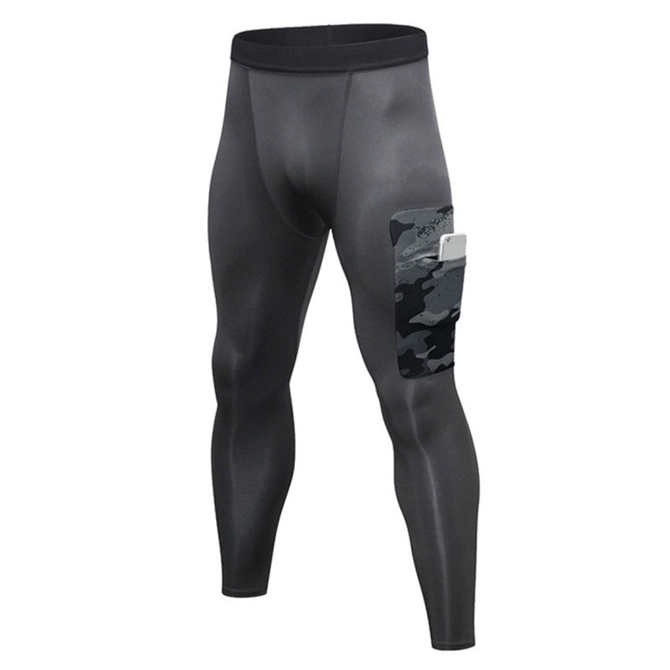 Camouflage Pocket Training Running Fast Dry High Elastic Sports Casual Tights (Color:Black Camouflage Green Size:S), S, M, L, XL, XXL