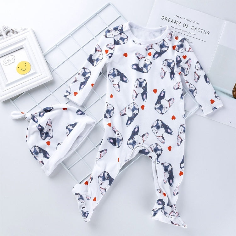 Baby Long Sleeve Printed One-piece Suit (Color:Caring Pug Size:59), 59, 66, 73, 80