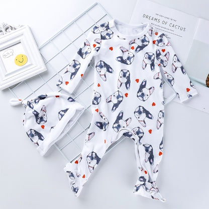 Baby Long Sleeve Printed One-piece Suit (Color:Caring Pug Size:59), 59, 66, 73, 80