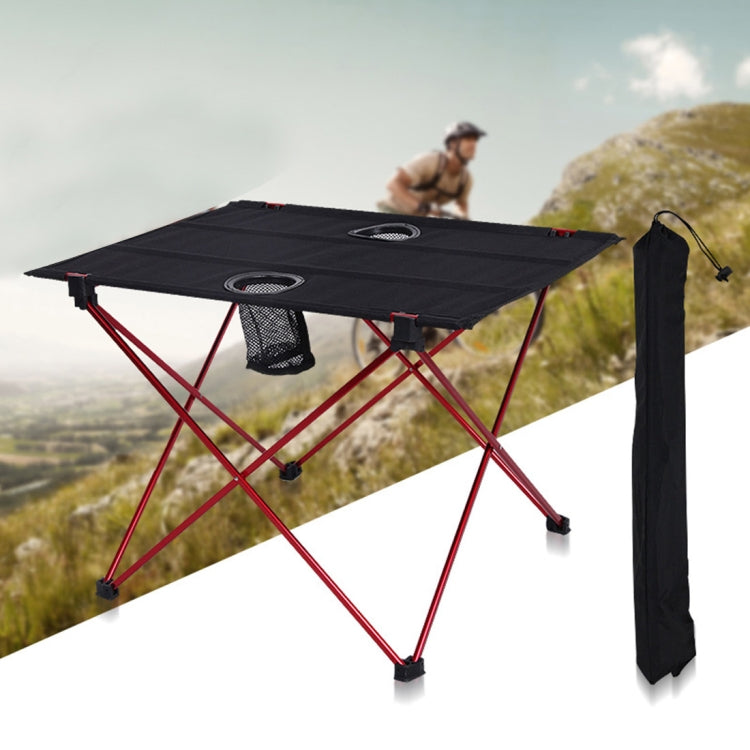 Mesa plegable portátil y ligera para acampar al aire libre, de tela Oxford, de aluminio de aviación, para picnic y barbacoa (roja)