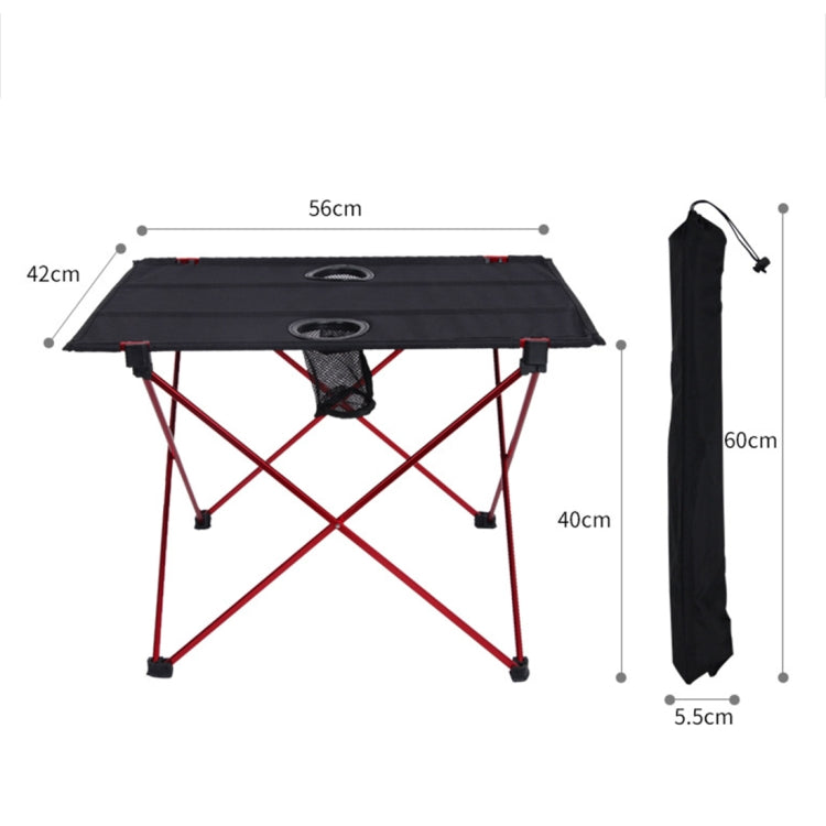 Mesa plegable portátil y ligera para acampar al aire libre, de tela Oxford, de aluminio de aviación, para picnic y barbacoa (roja)