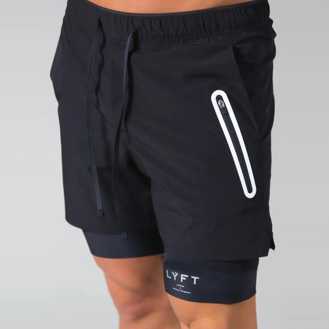 LYFT Loose Double Layer Quick-drying Fitness Shorts For Men, M, L, XL, XXL, XXXL